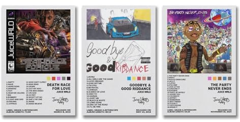 Generisch A Set Of 3 Jui-ce Wrld Album Poster Für Zimmer, Ästhetische Leinwand-Wandkunst, Schlafzimmer-Dekor Poster 08x12inch(20x30cm)-3pcs