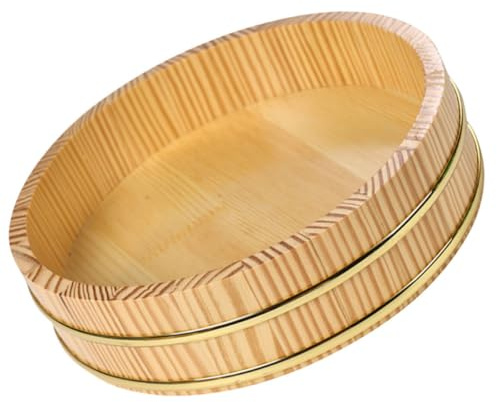 BESPORTBLE Cuenco Tradicional Hangiri Japonés de Madera Khaki para Sushi con Gran Capacidad y Mantenimiento Fácil Adecuado para Servir en Restaurantes y Eventos Festivos
