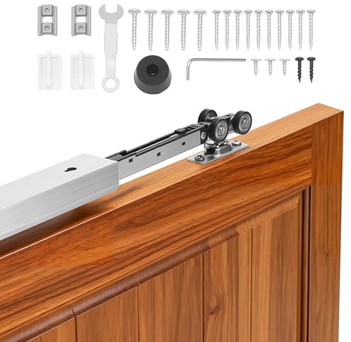VEVOR Schiebetürbeschlag-Set 1746 mm, Schiebetürschiene mit Soft-Close für Sanftes & Leises Gleiten, Schiebetürsystem für Einzeltüren (25–45 mm Dicke / 914 mm Breite), Aluminiumlegierung