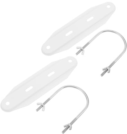 Toyvian Support de Chauffage à Roulettes en Métal 2 Crochets en U et 2 Plaques Blanches, Kit de Montage 4 Pièces pour Radiateur Électrique à Bain D’huile, Accessoires de Rechange