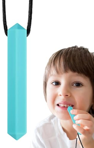Collana da masticare per bambini, pietra preziosa resistente al morso, ciondolo sensoriale in silicone, strumento tattile lenitivo per le abilità motorie orali, materiale strutturale morbido di