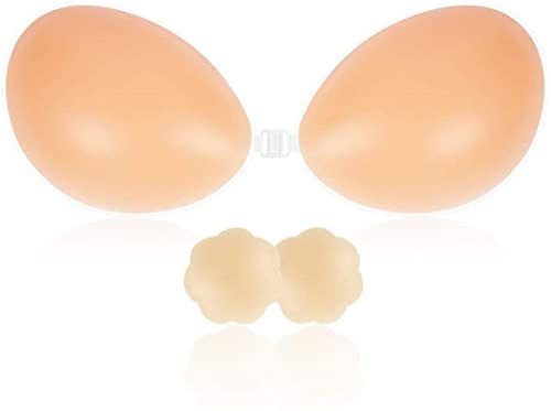 SHINYMOD Stick on Bra, Strapless Backless Sticky Bras for Women, Adhesive Silicone Invisible Push Up Bra Reusable Skin Comfortable Cup Bra with 2Pcs Nipple Covers