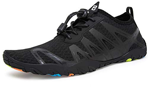 WateLves Strandschuhe Damen Herren Wasserschuhe Badeschuhe Unisex Atmungsaktiv Leicht Barfußschuhe rutschfeste für Schwimmen Tauchen(S901 Schwarz, 41EU)