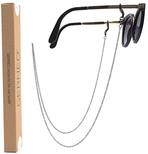 GERNEO® - Nizza - catena per occhiali resistente alla corrosione e porta maschera - placcato oro/argento - collana per occhiali e cinturino per occhiali da sole e da lettura (nero)