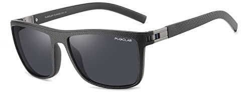PUKCLAR Polarisierte Sonnenbrille Herren TR90 Rahmen Leichte UV400 Schutz Quadrat Sonnenbrille