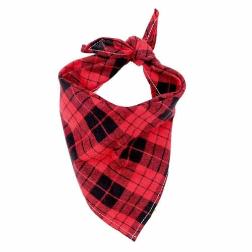 SHTGOI 2 stycken hundhalsdukar, klassisk rutig bandana, tvättbar bomull, triangelduk, husdjur, justerbar huvudduk för små medelstora hundar, katter, liten, röd-svart rutig L