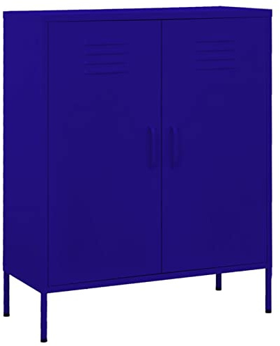 Festnight Armadietto, Armadio Metallo, Mobiletto Multiuso, Mobile Salvaspazio, Armadio Ufficio, Armadio in Metallo, Blu Marino 80x35x101,5 cm in Acciaio