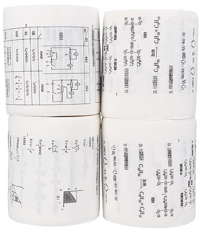 LALAFINA 4 Rollen Toilettenpapier Mit Lustigem Aufdruck Chemische Physikformeln Dekoratives Gewebe