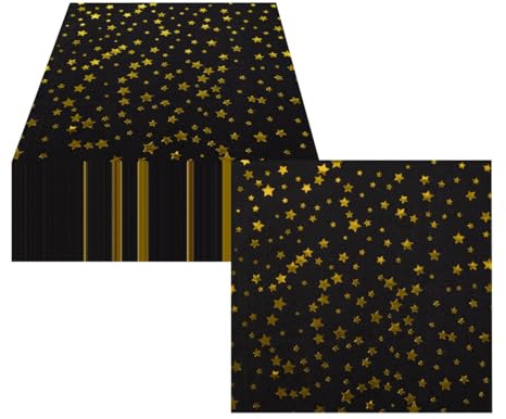 CEILIWEN Serviettes étoiles, serviettes de fête pour anniversaire, fête de départ à la retraite, cocktail, déjeuner, décoration de table, 33 x 33 cm, 100 pièces