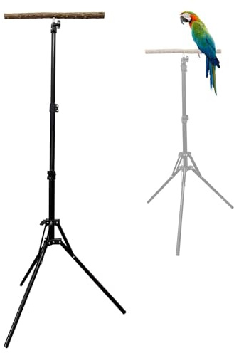 kathson 28-60inches Height Adjustable Bird Perch, Pepperwood Parrot Perch Stand, Multi-Purpose Bird Perches for Indoor and Outdoor Use, Designed for Small Medium Birds