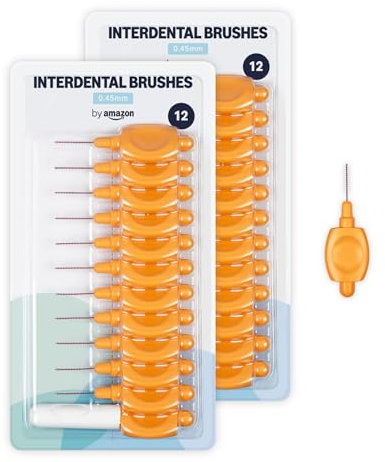 By Amazon Interdentalbürste, 0,45 mm, 24 Stück (2 Packungen mit je 12 Stück), Orange