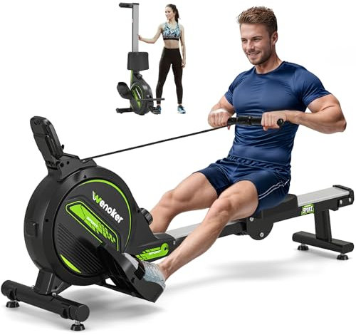 Wenoker Rudergerät für Zuhause, Leises Magnetisches Rudergerät mit APP & LCD-Display,16 Stufen Widerstand, Indoor-Gerät für das Home-Gym, Cardio-Trainingsgerät, 160 kg Kapazität