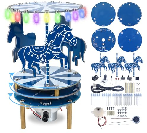 Carrousel - Kit d'exercices à souder - BANRIA RGB LED - Boîte à musique avec 3 mélodies - Projet de soudure électronique pour débutants - Jouet éducatif STEM pour enfants et adolescents - Cadeau de