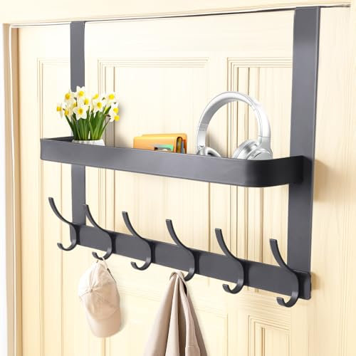 hongking Over Door Hooks, Over Door Hanger, Double Layered Door Hook for Coats, Hats, Bags, Clothes (Grey)