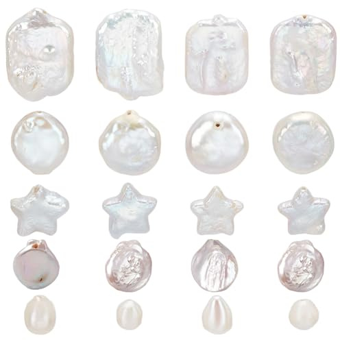 PH PandaHall 20pz 5 Stili Perle D'Acqua Dolce Naturali Perle Barocche Perle Naturali Irregolari per La Creazione di Gioielli Perline Fai Da Te Artigianato 5~22mm, Foro: 0.7mm
