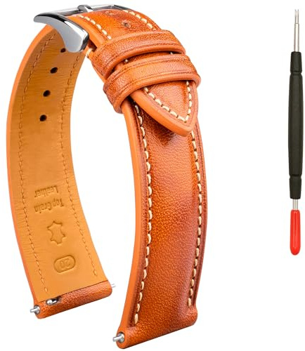 Gomvadr Quick Release Leather Watch Band, Two Tone Oil-tanned Leather Watch Straps 18mm 19mm 20mm 21mm 22mm Replacement Watch Belt