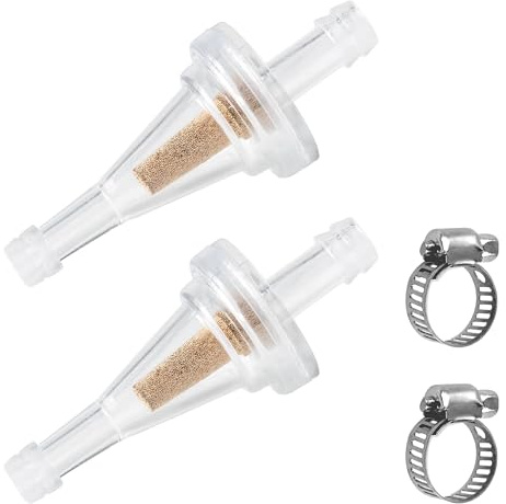 YAMAKATO 1/4 Inline Copper Fuel Filters for Dirt Mini Bike ATV Motorcycle UTV Snowmobile more with 1/4 fuel lines 2pcs with 2 clamps