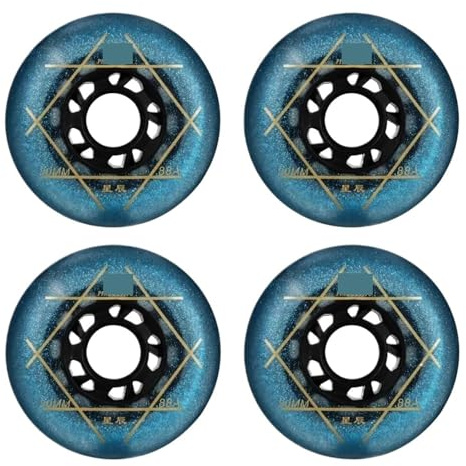 ZYANLING Inline Roller Skate Wheels Outdoor & Indoor 88A PU Wear-Resistant Pack of 4Pcs 72mm 76mm 80mm for Roller Skate Skateboard Wave Board (Blue, 76MM)