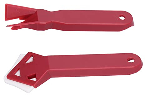 Grattoir à vitre en silicone, outil durable de retrait de calfeutrage ABS, portable, rouge, 2 pièces, pour cuisine, salle de bain, fenêtre