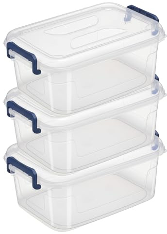 Tribello Plastic Storage Bins with Lids, Clear Stackable Storage Containers - 5 Qt - 3 Pack
