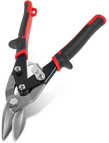 Metallschere Blechschere 245/257mm Gerade/Linke/Rechte Durchlaufblechschere Chrom-Vanadium-Stahl Blech Schneiden Aviation Snips für Blech Aluminium Kupfer Leder (Rechter Kopf)