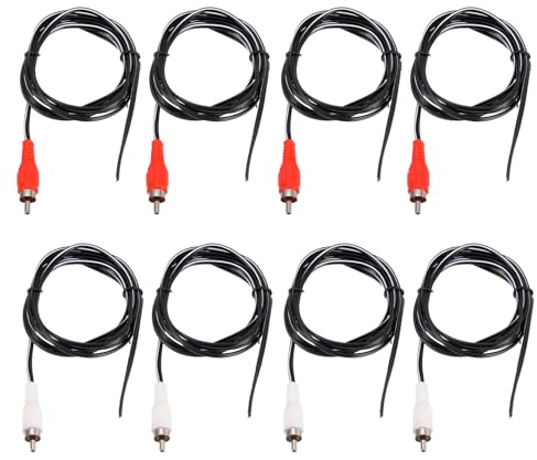 QUARKZMAN 8 stycken 5 fot RCA-ljud subwoofer kabel 1 RCA-kontakt på öppen kabelände ljud video högtalare kabel för förstärkare hemmabio vit röd