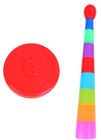 ERINGOGO Jeu de Lancer D'anneaux Colorés 18 Pièces 8 Anneaux et 9 Piliers, Plastique Robuste, Couleurs Aléatoires, Jeu Éducatif Parent-garçon et Filles pour Coordination Couleur Aléatoire