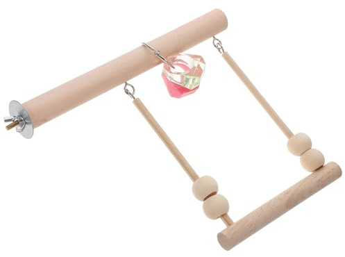 Tofficu Divertido Columpio Colgante para Pájaros de Madera, Accesorios para Loros, Juego de Juguetes Masticables, para Decorar y Ahorrar Espacio