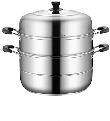304 rostfritt stål 3-lagers ångkokare och köttgryta, stor kapacitet 36 cm/38 cm/40 cm för gas- och induktionsspisar, hållbar förtjockad design för hushållmatlagning