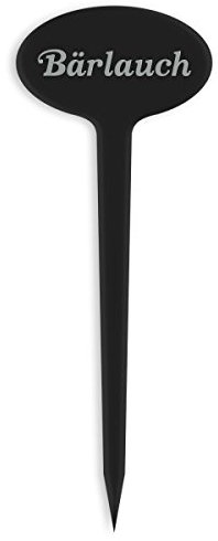 GRAVURZEILE Étiquettes pour plantes avec gravure – Ail d'ours – Plaques élégantes en acrylique noir pour le jardin – Plantes d'herbes aromatiques adaptées aux parterres et jardins d'herbes – Couleur :