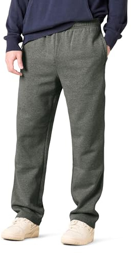Amazon Essentials Pantaloni Sportivi in Pile con Fondo Aperto (Disponibili in Taglie Extra Forti) Uomo, Grigio Medio Puntinato, M
