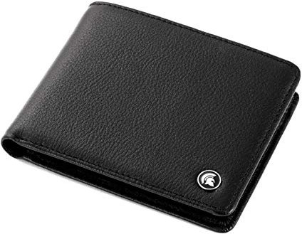 POWR Mens Wallet, Genuine Leather, RFID Blocking Bifold Credit Card Holder, 6 Slots Plus 2 Note Compartments, Id Window Slot, Stylish Minimalist Design Gift Box (Black)