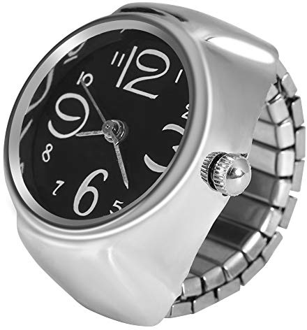 Finger Ring Watch, Fashion Jewelry Lady Girl Steel Round Finger Ring watcht Fits Most Women and Men (1#)
