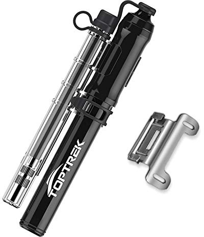 toptrek Fahrradpumpe 260PSI Mini Luftpumpe Fahrrad alle Ventile(Presta & Schrader) kleine Fahrradluftpumpe für Mountainbikes, Rennrad, E-Bike, MTB