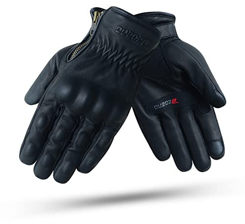 DEGEND Indus Lady Noir | Gant Moto d'hiver pour Femme en Cuir Imperméable et Respirant avec Doublure d'hiver - TPU Protection des Doigts - Homologué CE - Accessoires Moto Taille S