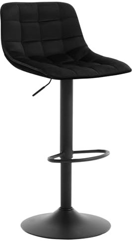 WOLTU 1x Barhocker Barstuhl Tresenhocker Bistrohocker Designer Hocker mit Rückenlehne, aus Samt und Metall, höhenverstellbar drehbar, Schwarz