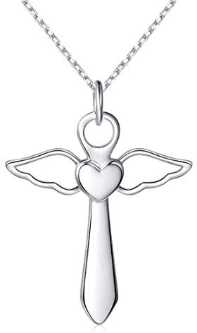Sepfavo Guardian Angel Wings Cross Necklace, Confirmation Gifts for Teen Girls, Stainless Steel Cross Necklace Jewelry Birthday Graduation Gifts for Women Teen Girls