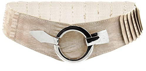 Glamexx24 Elastiskt midjebälte för damer 6 cm brett höftbälte med silverring