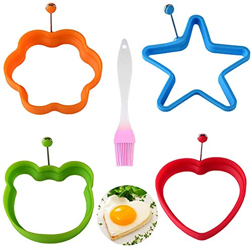 4 pezzi Stampo Uovo Fritto In Silicone,Muffa Dell'uovo Fritto,Anelli per Uova in Silicone,Forme di Uova Fritte,Stampo Silicone Pancake,Usato per uova fritte,pancake,utensili da forno (2)