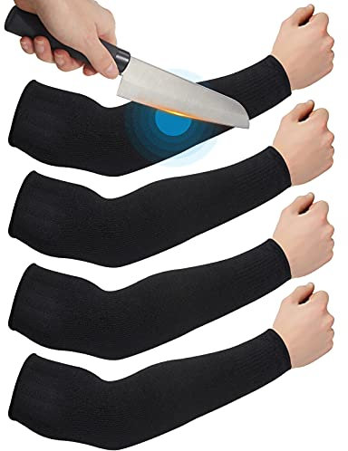 Geyoga 2 Paires Manchons Résistants à Coupures Protège-Bras Minces Protecteurs de Garde de Bras pour Peau Fine Manchons de Bras d’Ecchymoses pour Hommes (Noir)