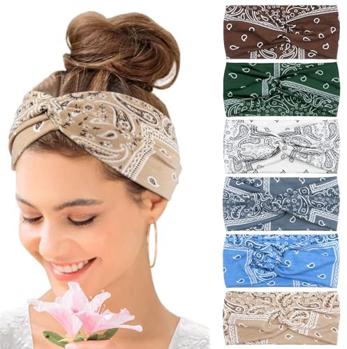 Kavya Haarband Damen 6 Stück, Boho Stirnband Dünn Hairband Yoga Haarbänder Breit Sport Headband Bandana Damen Haarschmuck