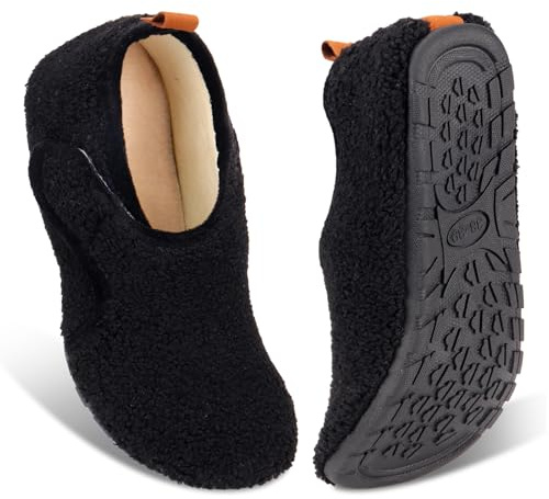 Ibeauti Women Mens House Slippers Lightweight Comfy Barefoot Slipper Socks Rubber Sole House Shoes for Indoor/Outdoor Bedroom Travel (Black, Adult, Women, Numeric Range, Medium, 8.5, 9.5)