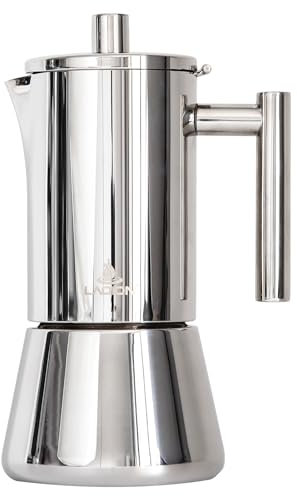 LAOION Stovetop Espresso Maker, 6Cup 10 oz Moka Pot, Stainless Steel Cuban and Italian Coffee Maker for Cafetera Cubana, Greca De Cafe Induction Stovetop Compatible, Coffee Gift for Home Travel