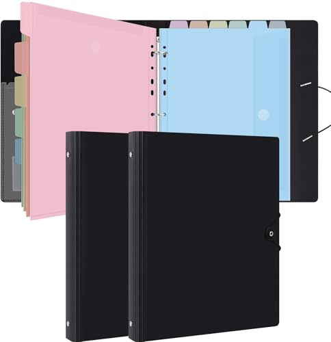 Uquelic Classeur avec Pochettes Perforées pour Documents Format A4 - Pochette Plastique, Trieur Document Pochette Plastique A4 avec Rabat - Maison/Bureau (Macaron 2)