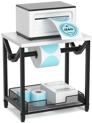 ikkle Label Holder for Rolls and Fanfold Labels, Wooden Thermal Label Holder for Desktop Label Printer, Shipping Label Stand for Thermal Printer Accessory, Ideal for Home, Office, Small Businesses