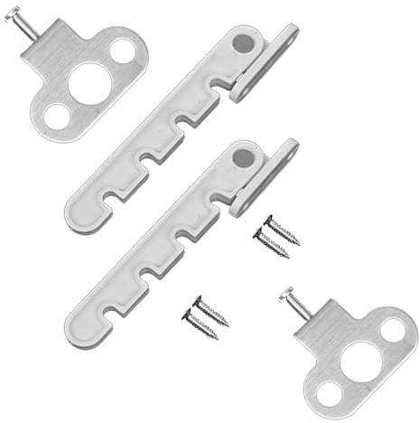 Fönstersäkerhetsbegränsare 2 st plastfönsterbegränsare krokar justerbar position hölje fönster begränsningsspärr med 4 skruvar för trä/metall intern öppning fönster och dörr (8 cm justerbar)
