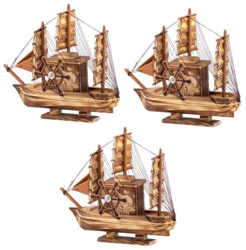 NUOBESTY 3St hölzernes segelboot Surfbrett Strand Bausatz Ebene nautisch Segelbootmodell aus Holz Segelschiff aus Holz Bootsmodell im mediterranen Stil Segelschiffmodell