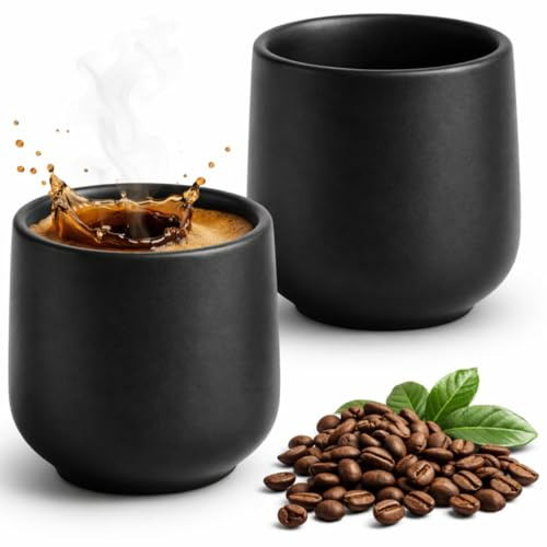 Maxito Espressotassen aus Steingut mit 80 ml im 2er Set für Kaffeeliebhaber - Espresso & Kaffeetassen - Geschenke für Männer und Frauen