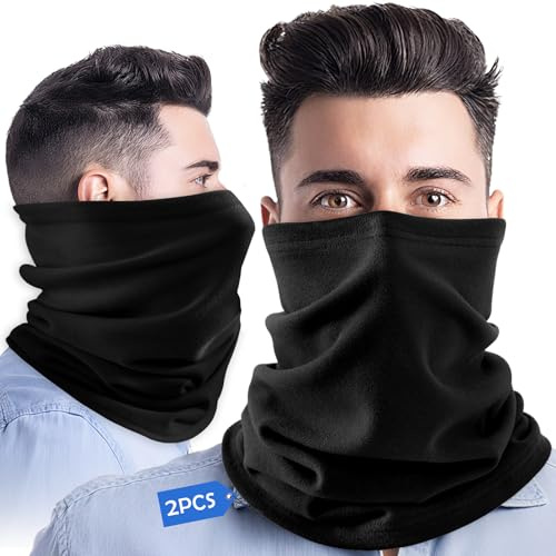 Pack de 2 Tours de Cou - Noir - Coton Respirant, Coupe-Vent & UV 50+ - Cache-Col pour Randonnée, Vélo, Festivals, Taille Unique, Toutes Saisons