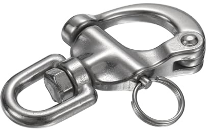 PATIKIL 2.8 Inch Quick Release Shackle, 316 Stainless Steel Swivel Bail Snap Shackle Boat Sail Connector for Outdoor Camping Nautical Ships Industrial Hoisting Pet Chains, Silver